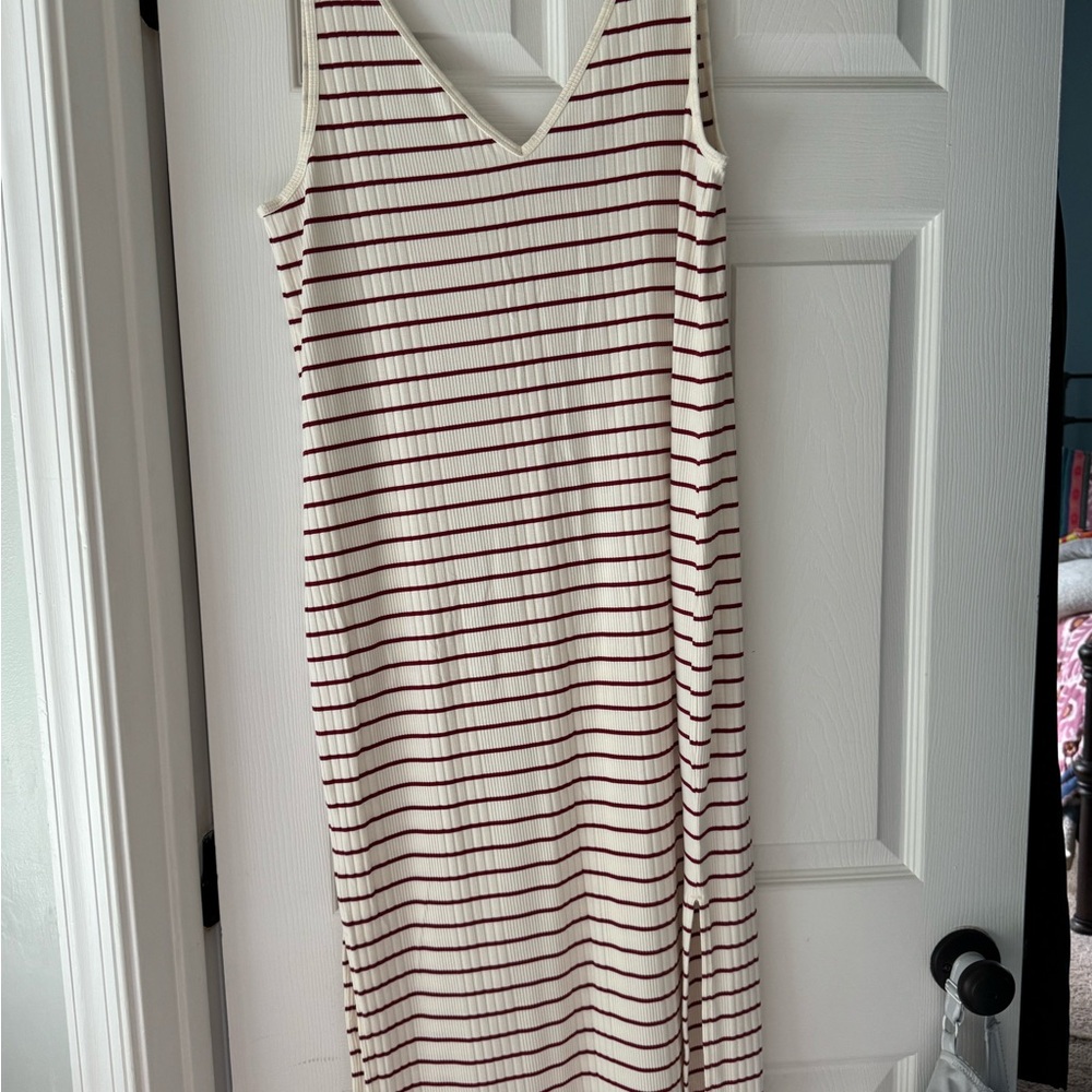 Banana Republic Red and White Striped Midi Dress
